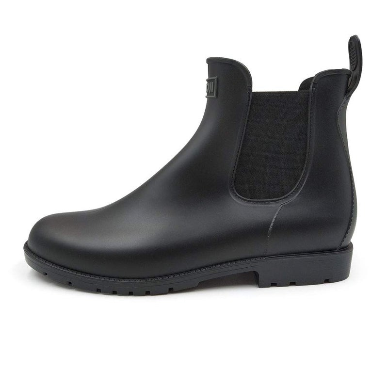 Amoji Unisex Chelsea Rain Boots Waterproof Ankle Boots Short Rainy Footwear 919 Black 10.5 Women/8.5 Men - Image 2